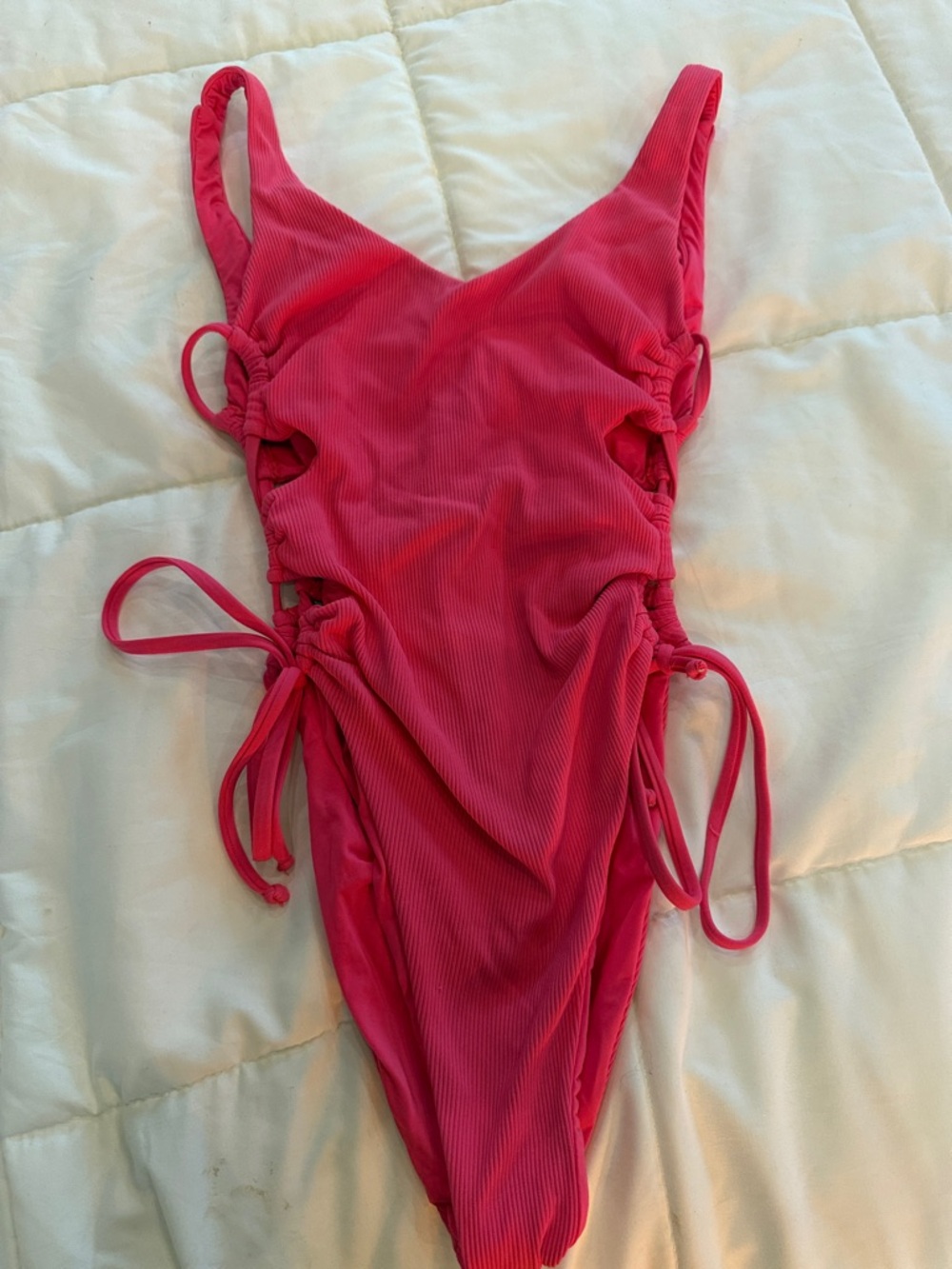 l*space Hot Pink Ribbed One-Piece Swimsuit